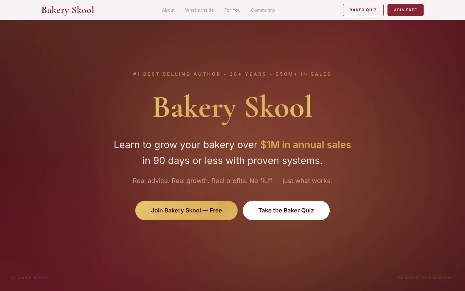 Bakery School — website screenshot
