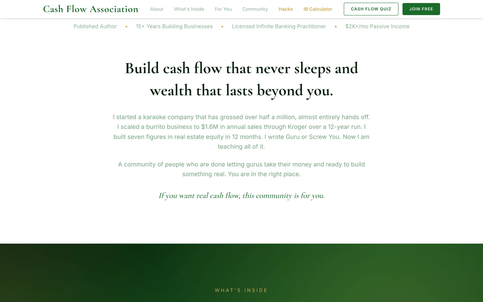Cash Flow Association: Build cash flow that never sleeps and we