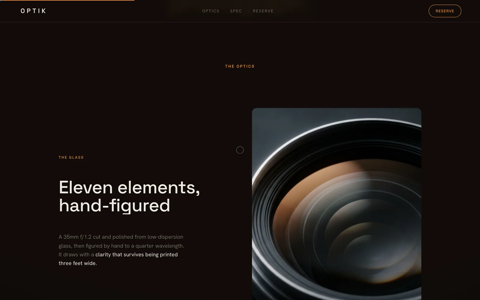 Optik: Website detail