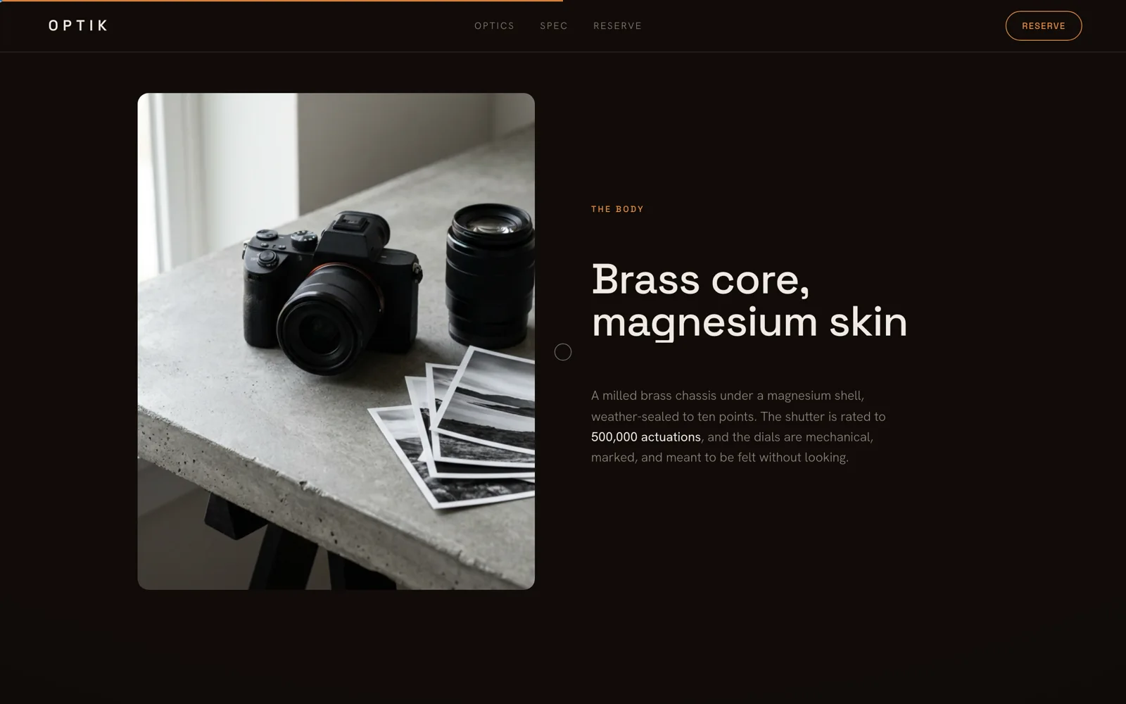 Optik: Website detail