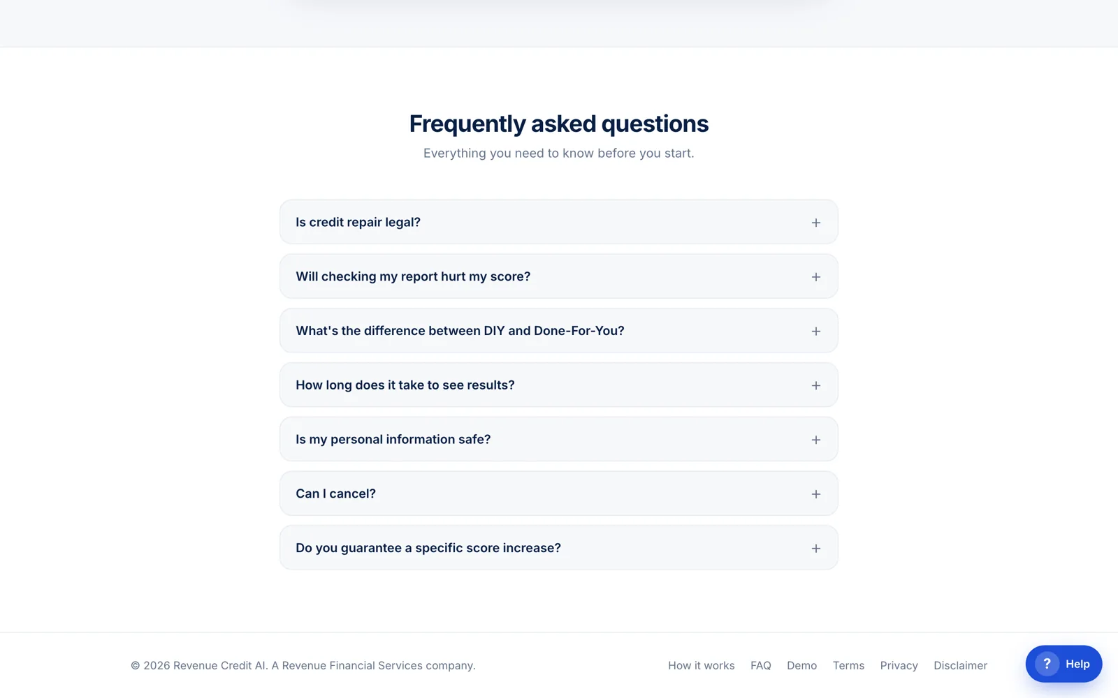 Revenue Credit AI: Frequently asked questions
