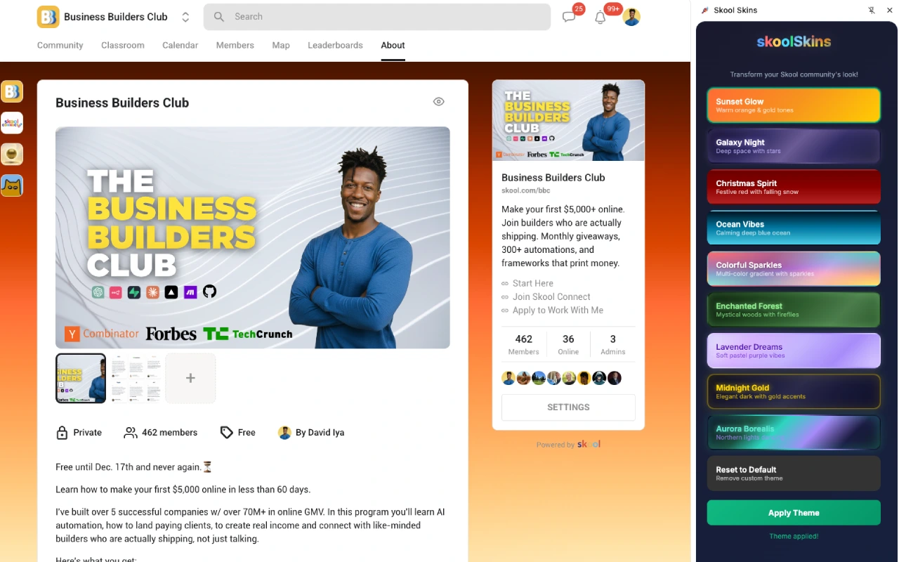 Skool Skinz — website screenshot