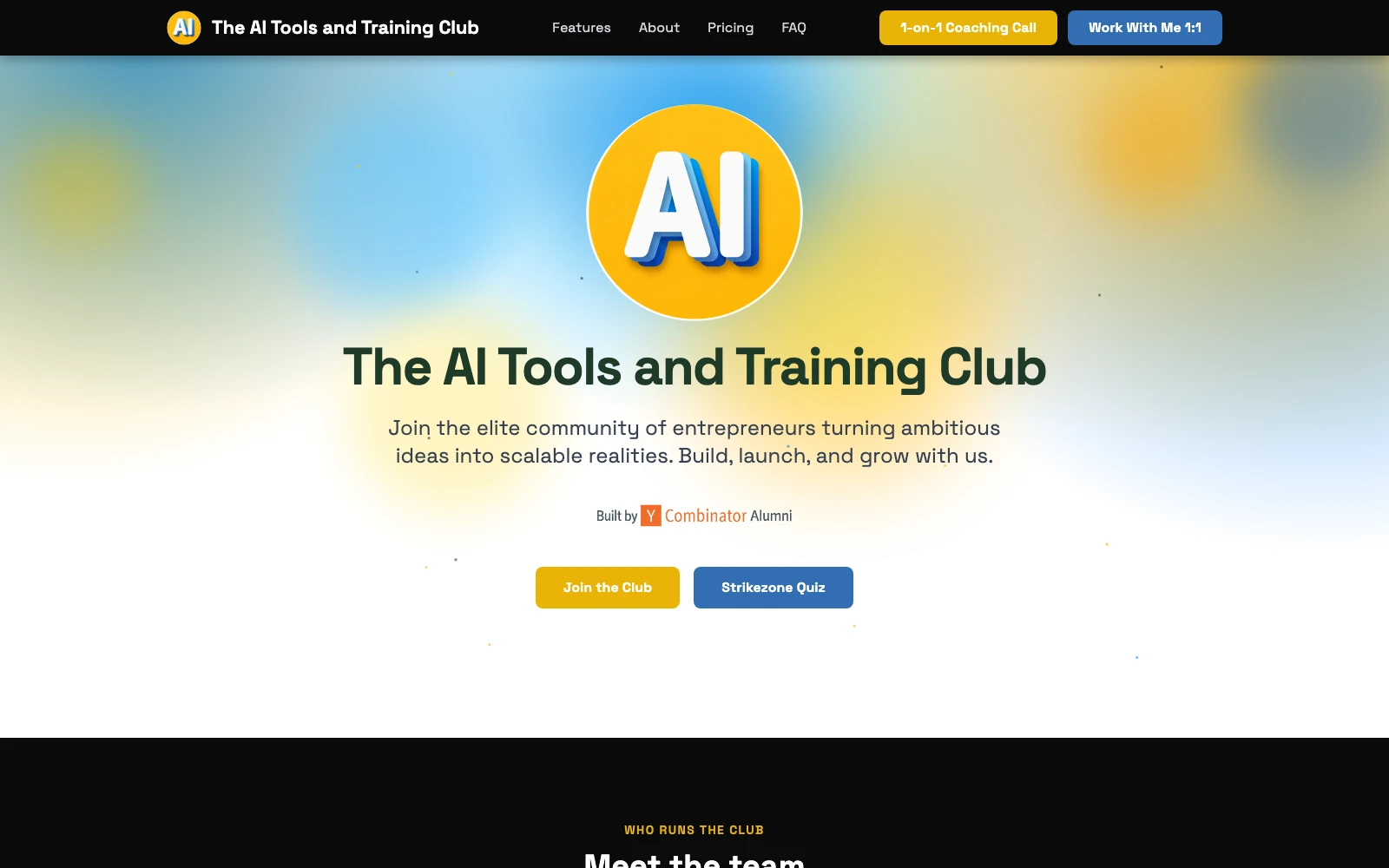 The AI Tools & Training Club (Business Builders Club) — website screenshot