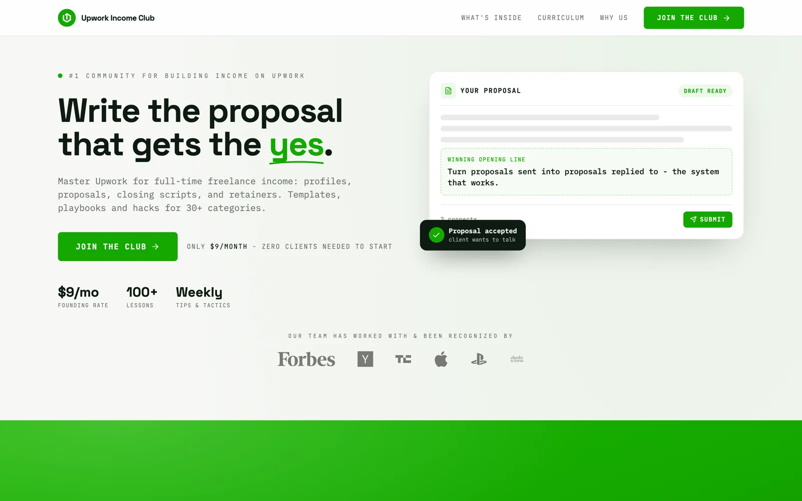 Upwork Income Club — website screenshot