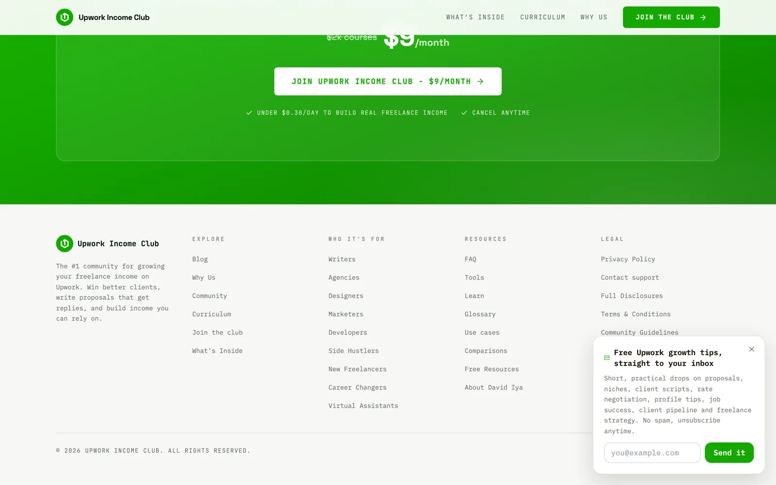 Upwork Income Club: Section
